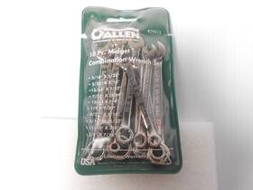 29015 Allen 10pc Sae Midget Combination Wrench Set. Made In The Usa