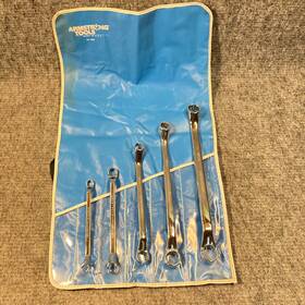 29-340 Armstrong Vintage Wrench Set 5 Pc Box End Offset 12 Point Sae With Kit Bag Usa