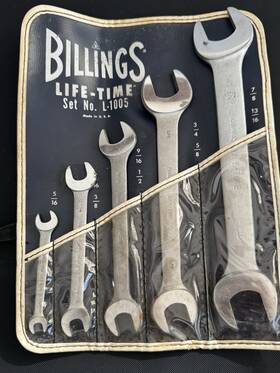 L-1005 Billings Vintage Lifetime Wrench Set 1/4 Inch - 7/8 Usa Combination