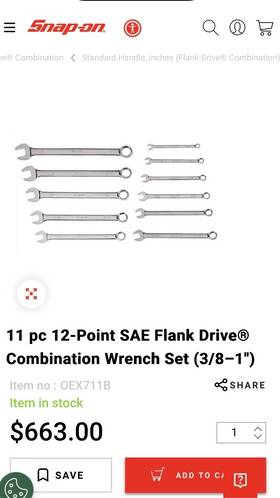 Blue-point Blpcw308 Blue-point Blpcw Series Combination Wrench Set Sae 11pc Chrome Steel 3/8-1in