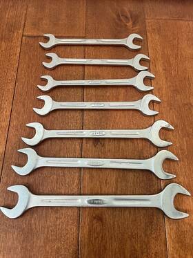 E1822 Bonney Usa Combination Sae Open End Wrench Set 7 Pcs. Vintage