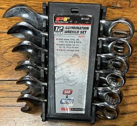 W1157 Branded Performance Tool Stubby Wrench Set With Sae And Metric Sizes 12-piece
