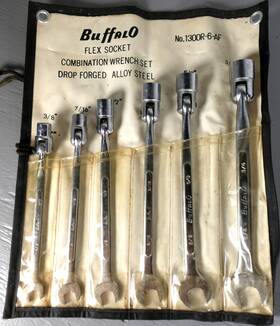 1300r-6-ar Buffalo 6 Pc Flex Socket Wrench Sae Set - 3/8 7/16 1/2 9/16 5/8 3/4 Japan