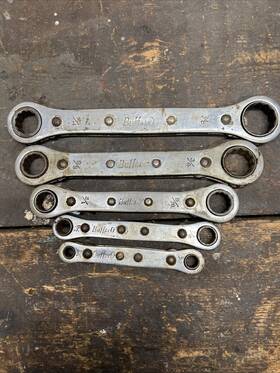 Rwb-5t Buffalo Nos 1983 Vintage 5 Piece Offset Box End Ratcheting Wrench Set 1/4 Inch -7/8
