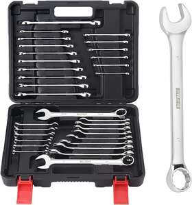 Cw11-32 Bulltools 32-piece Combination Wrench Set Sae/metric Box End And Open Wrenches With Case