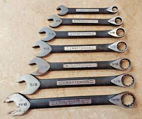 129s Craftsman 7 Piece Sae Black Oxide Universal Spline Combination Wrench Set