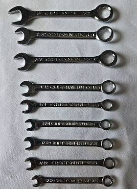 42323 Craftsman Pre-owned Usa 9 Pc Sae Midget Combination Wrenches