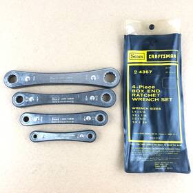 Craftsman 4367 Vintage Sears 4 Piece Box End Ratchet Wrench Set 9 Sae Usa Pouch