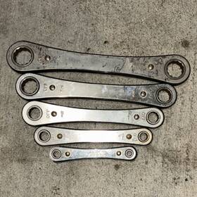 Craftsman 43886 Sears Ratcheting Box Wrench Set 5pc Double Ended Steel Sae Sizes