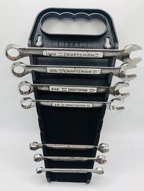 944758 Craftsman Usa Combination Wrench Set With Tote Carrier Vintage