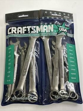 944763 Craftsman 16 Piece Combination Wrench Set Sae And Metric Read Description