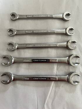 Cmmt99334 Craftsman Flare Nut Wrench Set 5 Piece 9/11mm 10/12mm 13/14mm 15/17mm 16/18mm