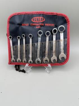 4483 Dunlap No.4483 Sae Midget Combination Wrench Set With Tool Roll Usa Very Nice