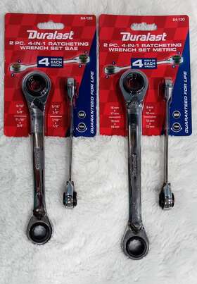 64-135 Duralast 2 Sets Pc 4-in-1 Ratcheting Wrench Sae And Metric