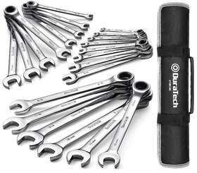 Duratech 820909680529 Ratcheting Wrench Set Combination Sae And Metric 22-piece Cr-v Steel