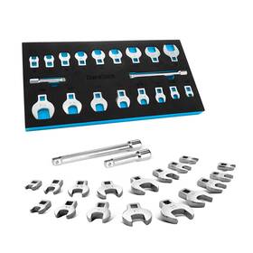Duratech 820909690016 3/8 Inch Drive Crowfoot Wrench Set With 2 Extension Bars Sae And Metric 19-piece