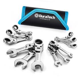 Duratech 931213200816 Stubby Flex-head Ratcheting Combination Wrench Set Metric 12-piece