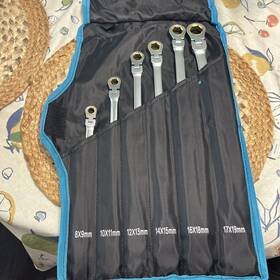 Dtlfhrw06m Duratech Extra Long Flex Head Ratcheting Wrench Set Double End 8-19