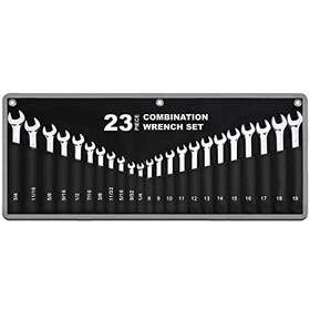 Efficere 858574007686 23piece Premium Sae And Metric Combination Wrench Set In Rollup Pouch Inch Size