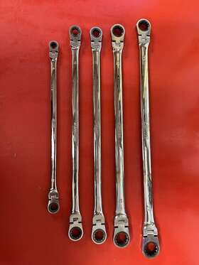 Ez Red Ezwr5ml Extra Long Ratcheting Flex Head Wrench Set 5pc Metric