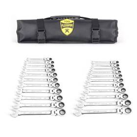 Flzosper 767410280896 22-piece Flex-head Ratcheting Wrench Set Metric And Sae Chrome Vanadium Steel H