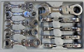 86870 Gearwrench 12 Pt Metric Stubby Flex Head Ratcheting Wrench Set 10 Pc