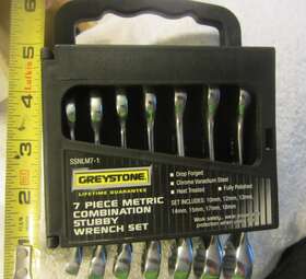 Ssnlm7-1 Greystone 7 Piece Metric Combination Stubby Wrench Set 10mm - 18mm Nos In Case