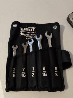 Hart Hhpwrw111 5 Piece Ratcheting Wrench Set Sae 3/8 Inch 7/16 1/2 9/16 5/8 Barely Used
