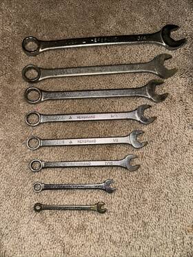 Herbrand 70012 Vintage Sae Combination 8 Wrench Set Triangle 1/4 3/4 Inch Missing