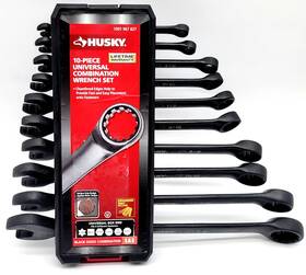 Husky 037103343147 10 Piece Universal Combination Wrench Set With Organizer Tray - Black