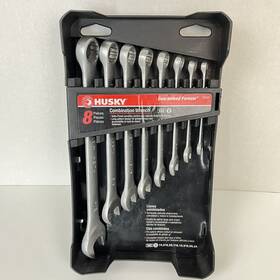 Husky 051655655107 8 Piece Sae Combination Wrench Set With Holder Satin Finish