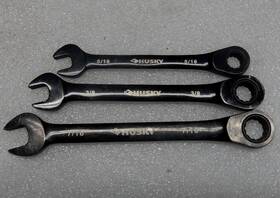 26701p Husky 3 Pc. Combination Ratcheting Wrench Set Black 7/16 Inch 3/8 And 5/16