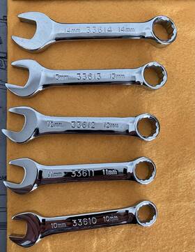 33610 Husky Metric Combination Wrench Set 10-14 Mm Chrome Finish Steel 5-piece