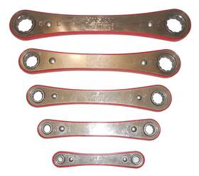 39908 Husky Vintage 5 Piece Made In Usa Ratcheting Box End Wrench Set Red Sae Standard