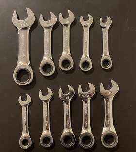 Husky 711181734843 Ratcheting Wrench Set Sae Metric Stubby Combination Tool Kit 10 Piece