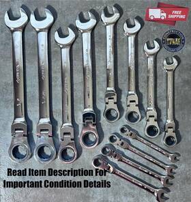 Hfrw12pcsae Husky Flex Head Ratcheting Wrench Set Master Sae 72-tooth Open-end 12-piece