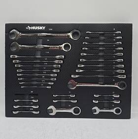 Hrw30pceva Husky Sae And Metric Ratcheting Wrench Set In Eva Tray 29pcs Missing 3/8 Socket
