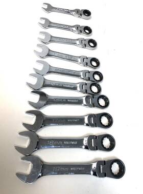 57492 Icon Professional 10pc Stubby Flex Head Metric Ratcheting Combination Wrench Set