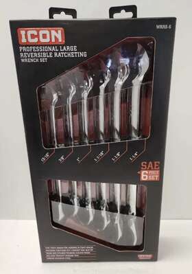 Wrrs-6 Icon 57993 6pc Sae Professional Large Reversible Ratcheting Wrench Set Standard