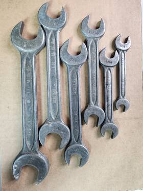 P0725b Indestro Select Steel Vtg Open End Wrench Set 6pc Sae Usa Made P0723 P027