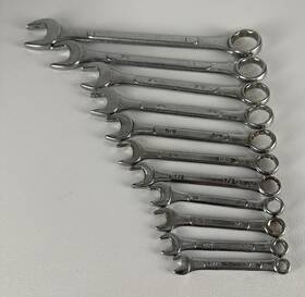 477411 Industrial Combination Wrench Set 1/4 Inch To 1 Drop Forged 11 Piece Box/open End