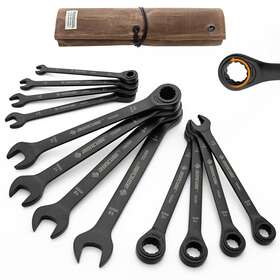 137110 Ironcube Ratcheting Wrench Set 12-piece Metric 8-19mm Tough Black With Wax