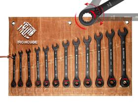 Ironcube 742221968522 Reversible Ratcheting Wrench Set 12-piece Metric 8-19mm - Tough Bla