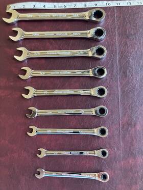 2768494 Klutch Ratcheting Wrench Set 9-pc. Sae Hide And Drink Leather Tool Roll Bag