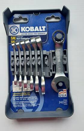 22965 Kobalt 7 Piece Sae Short Combination Wrench Set Usa