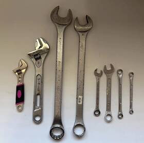 Kobalt 464608 7pc Mixed Wrench Set Adjustable And Combination Steel 10in Metric/std