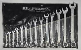 4-1714 Kt Industries Ind 14pc Combination Wrench Set Roll-up Pouch 3/8 Inch To 1 1/4 Drop Forged