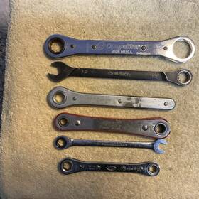 Rb1214 Langline Lot Of 6 Sae Ratcheting Wrenches Usa Made Husky And Others