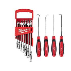 48-22-9429-48-22-9215 Milwaukee Ratcheting Wrenches 144 Position With Flex Head Comfort Grip Handle