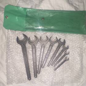 Netsuren H65078 Open End Metric Double Ended Steel Wrench Set 8pcs 8-27mm Green Pouch